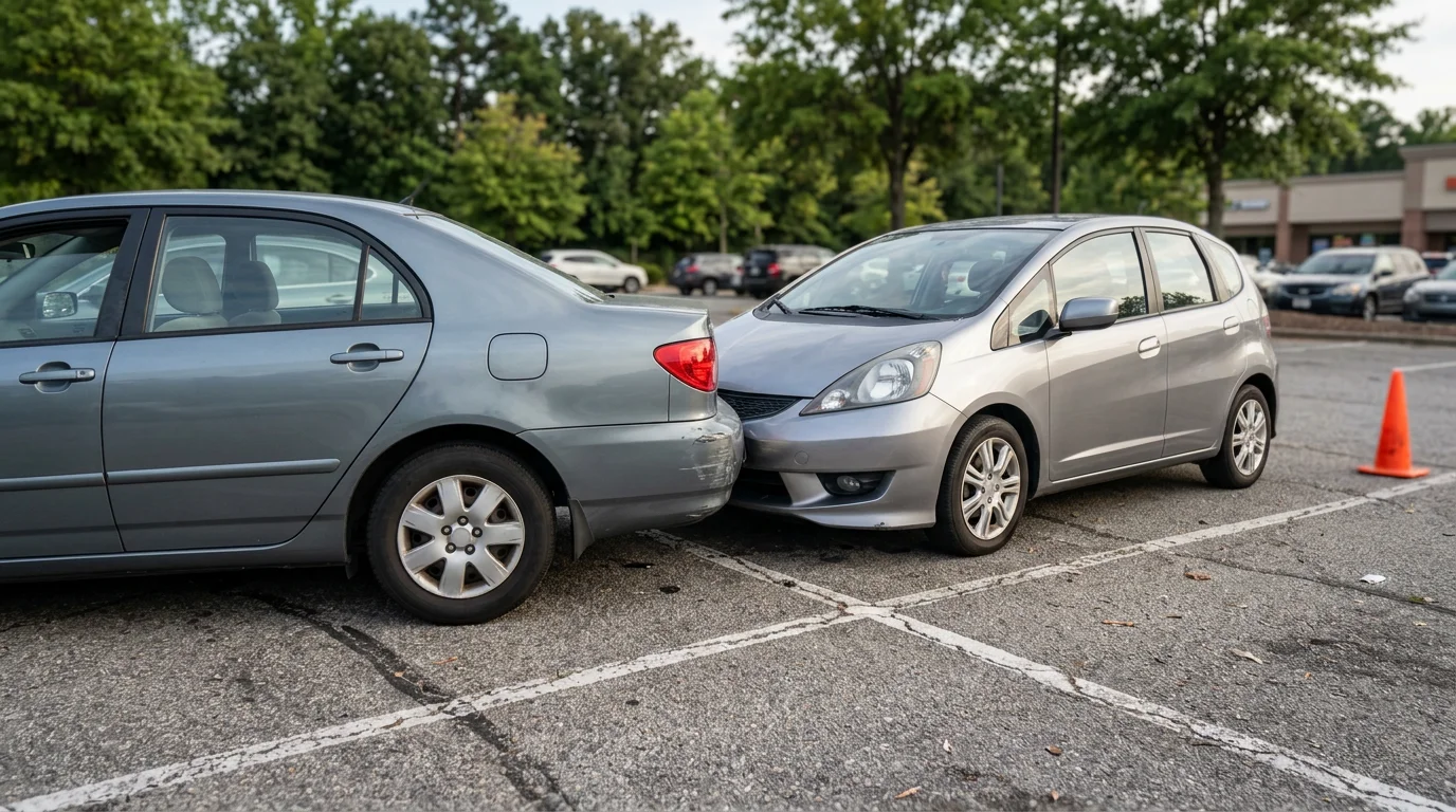 Parkplatz mit zwei Fahrzeugen, Titelbild Dokumentation, 1376x768 Pixel, WebP