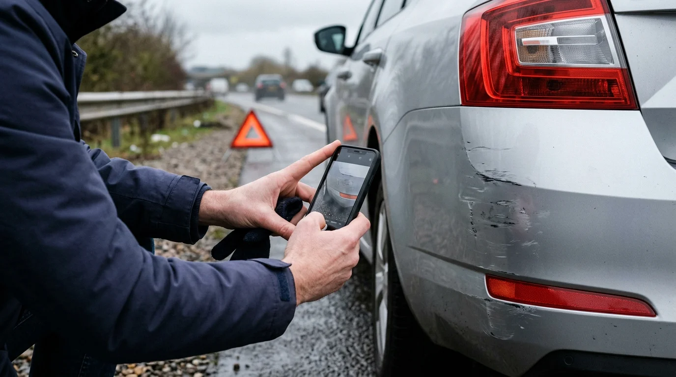 Dokumentation am Fahrzeug nach Zwischenfall, Szene 1376x768 Pixel, WebP